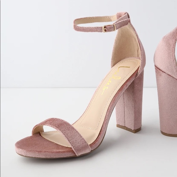 LULUS • Taylor Mauve Velvet Ankle Strap Heels - Picture 2 of 11